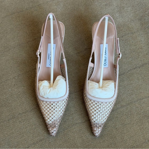 Jimmy Choo Amel 50 mesh pumps in macaron/crystal, size 37, NEW - Picture 3 of 9